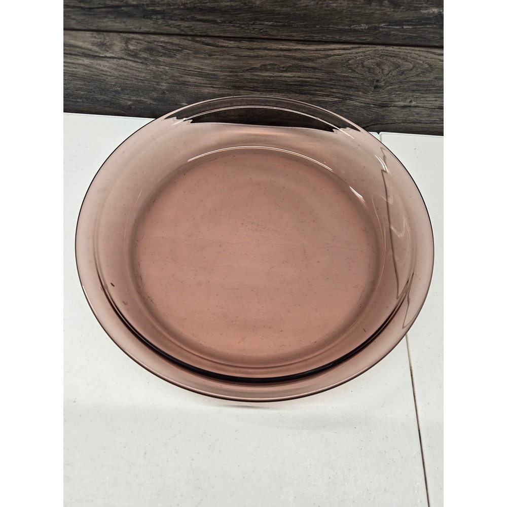Vintage Pyrex Visions Cranberry Glass Pie Plate 9 Inch Round Baking Dish 209 USA